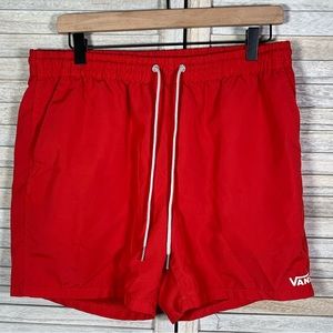 Vans Men's solid Red Swim Shorts Drawstring Board Shorts